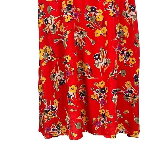Anthropologie Conversations Floral Print Red Midi Dress, size 6, pockets - Picture 5 of 13